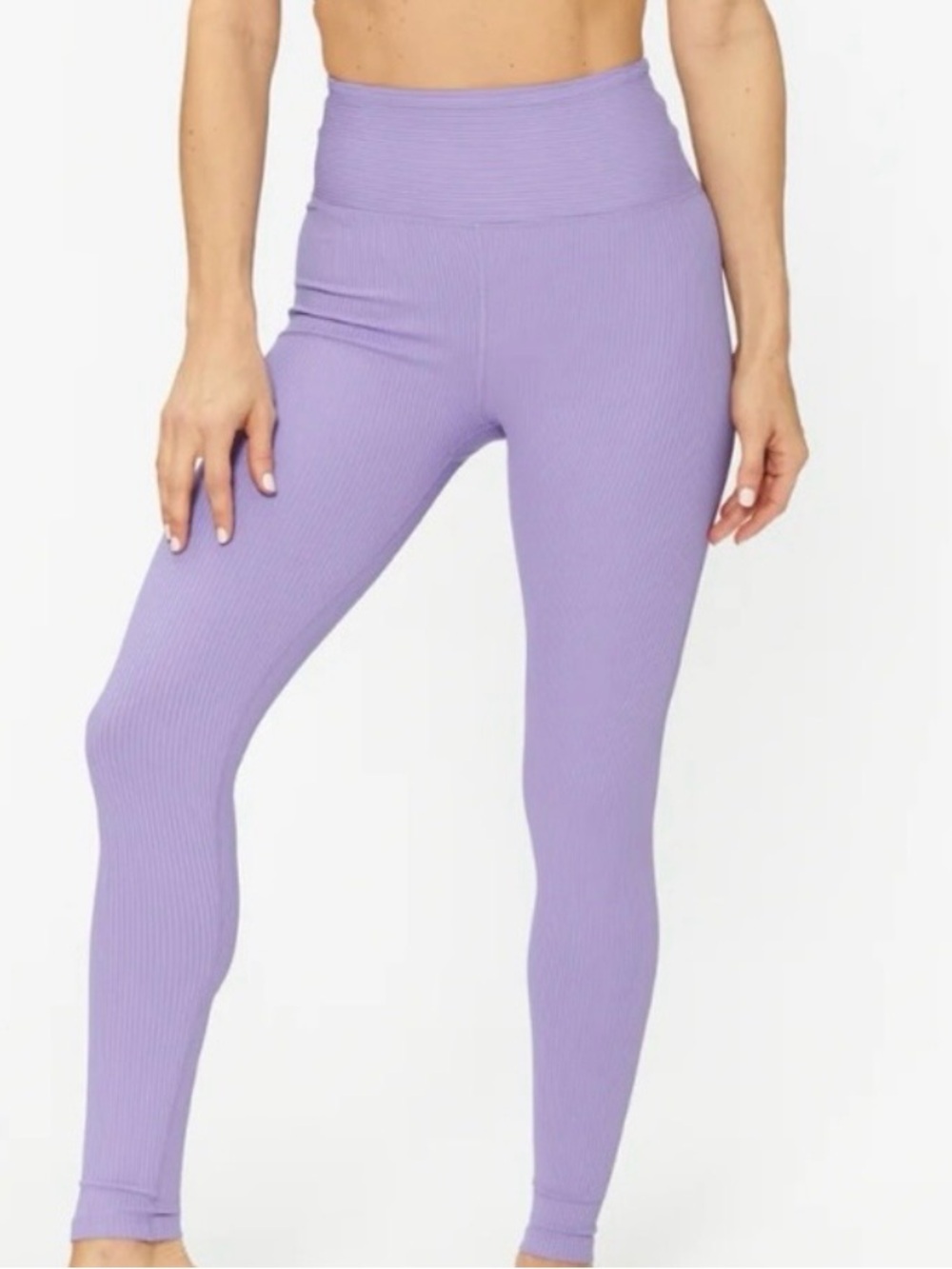 Year of Ours Ribbed High-Waist Leggings - Lavender - SIZE XS